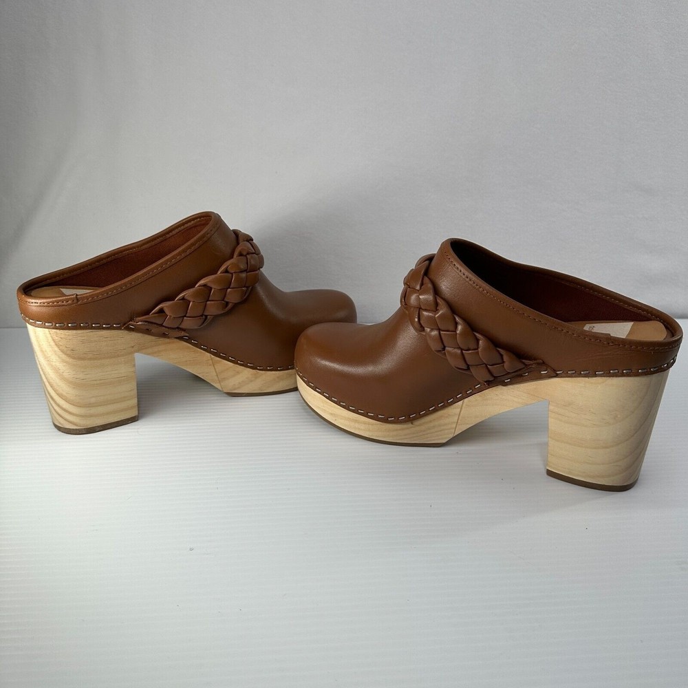 Dolce Vita Brown Braided Leather Clogs - Picture 5 of 9